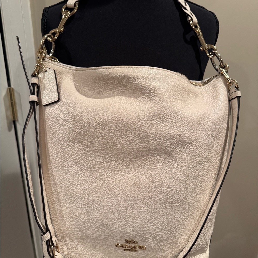 Preowned Coach Abby Duffle Shoulder Bag Chalk Leather
